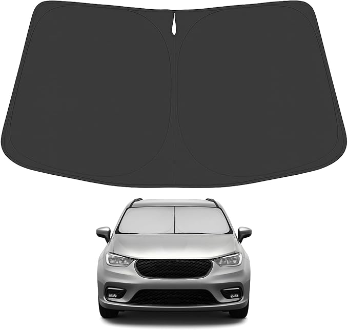 Proadsy 2025 Upgrade Windshield Sunshade Custom Fit 2017-2024 2025 Chrysler Pacifica Minivan Reflective Heat Sun UV Protector Foldable Front Window Shade Accessories