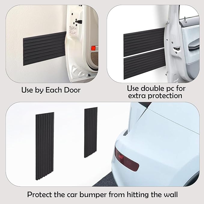 RUBBER BOND Garage Wall Protectors - 4in x 10ft Strong Self-Adhesive Rubber Bumper Protectors for Garage Walls - Heavy Duty, Waterproof and Anti-Scratch Garage Wall Protector for Car Doors (Black)