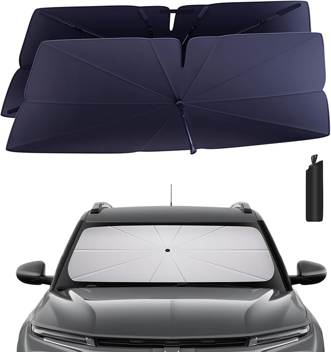 Windshield Sun Shade Umbrella Compatible with 2021-2024 Chevy Suburban Accessories: Custom Fit 240T Silver, Double Thickened, Foldable Window Sunshade, Ultimate 99% UV Blocking for L, LS, LT, RS