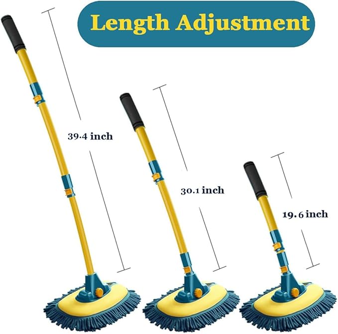 Car Wash Brush with Long Handle, Car Wash Mop Mitt with 2 Replacement Head , Extension Pole Car Brush Cleaning Kit for Cars Trucks