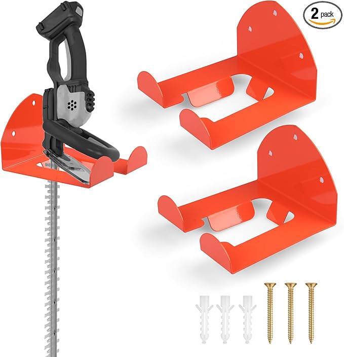 Weedeater Hanger,Trimmer Rack – 2 Pack Heavy Duty Wall Mount for Weed Eater, Grass Trimmer, Hedge Trimmer – Garage Storage Organizer, Space-Saving Tool Holder