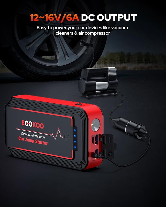 Jump Starter 3000A, BOOKOO Car Battery Jumper Starter Portable, 12V Jump Start Battery Pack up to 7.2L Gas or 8.0L Diesel Engine Jump Starter with Power Bank/QC3.0/Dual Output/LED Light
