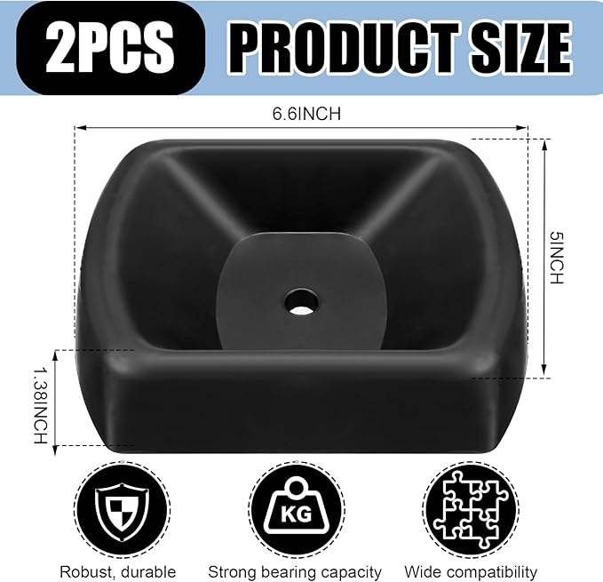 2 Pcs Jack Wheel Chock Rubber Caster Trailer Dock Heavy Duty 6 Inch Stabilizer Single Wheel Stopper Transport for Travel Trailer Cargo Camper Boat Roller Stopper