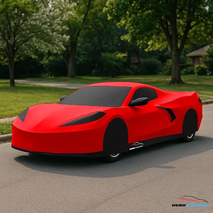 C8 Car Cover Fit for Corvette C8 Indoor and Outdoor Protection (Red)