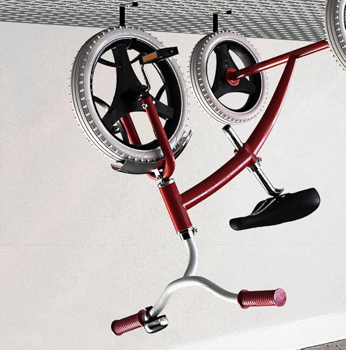 Bike Hooks for Garage Ceiling Mount Rack – Heavy Duty 4X8 Overhead Garage Storage Rack for Ceiling Hanging Bicycle Shelves, Add on Storage Flat Hooks Accessory and Wall Hanger (Flat Hook 8 Pack)