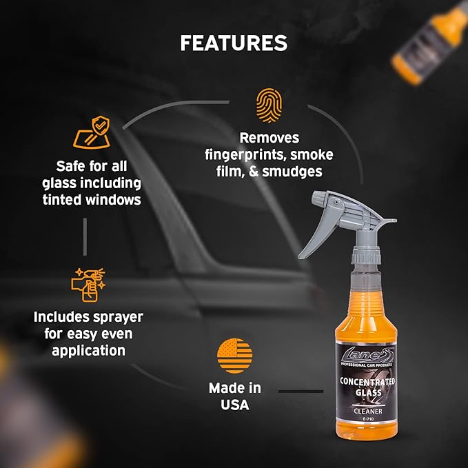 LANE'S Concentrated Auto Glass Cleaner- Window Cleaner, Windshield Cleaner- Removes Smoke Film, Fingerprints, and Smudges, Safe for All Glasses- 16 oz