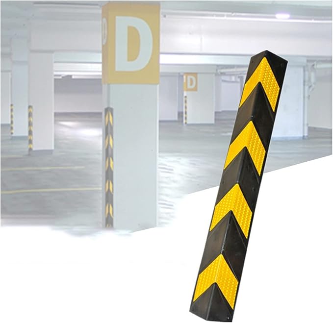XPLKQXE Reflective Rubber Wall Corner Guard, Rubber Wall Protector Corner Protector, for Parking Protection Car Corner Guardrail Post (Color : Black+Yellow, Size : 1pcs)