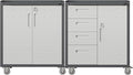 Metal Tool Cabinet,Garage Storage Cabinet System,Wall Cabinet & Locking Rolling Tool Cabinet with Doors and Adjustable Shelves,Steel Tool Cabinets for Home,Office (2 Pcs-Styled, Black & Grey)