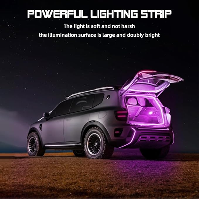 Car LED Strip Light For Trunk, 79Inch IP67 Silicone Waterproof Neon Light Strip Embedded, Flexible Cutting Universal Auto Interior Lights(Pink)