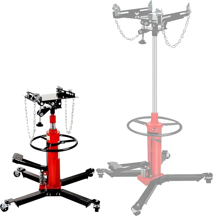 Transmission Jack 1660 lbs/ 0.75 Ton Capacity Hydraulic Telescopic Transmission Jack 34" - 68" Adjustable Height Telescoping Transmission Hydraulic with 360° Swivel Wheels Lift Hoist