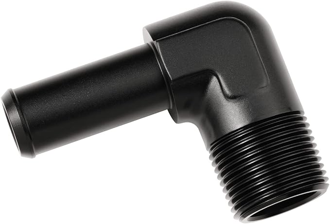 3/4 NPT Male to 3/4" Hose Barb Fitting Adapter 90 Degree Elbow Aluminum Black