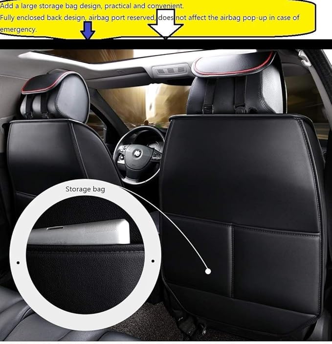 Seat Covers Full Set, Waterproof Leather Seat Covers for Cars, 5 Seats Universal Car Seat Protectors, Black Car Seat Covers Car Seat Cushions Fit for Most Cars (Black)