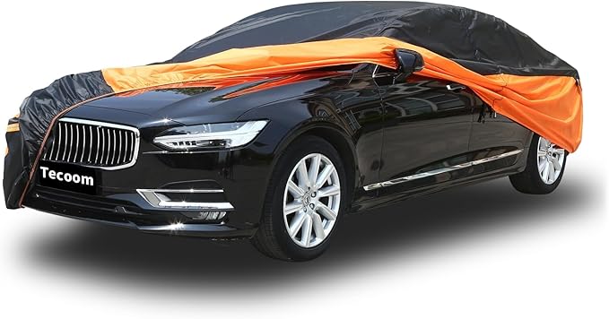 Waterproof Car Cover for Automobiles, All Weather Full Exterior Covers Fit for Toyota Camry Chevrolet Malibu Honda Accord, Universal Windproof Rain Sun UV Protection Car Covers Fit 191"-200" Sedan