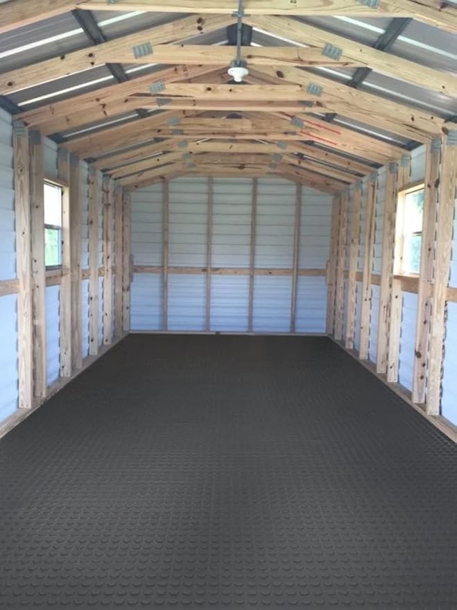 G-Floor Seamless Sheet Vinyl Shed Flooring Cover with Bonded Fibrous Backing - Coin Pattern (8' x 12', Slate Grey)