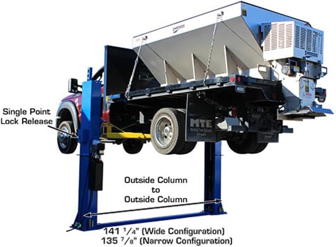 Atlas Automotive Equipment BP12000X 2-Post Commercial Grade Vehicle Lift, Baseplate, Open-top Style, 10’4” Minimum Ceiling Height, 12,000lb Capacity, 3-Stage Symmetric Arms, For Low Ceiling Garage Use