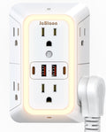 Wall Outlet Extender with Night Light, Power Plug Adapter Multi Plug Outlet Surge Protector with 4 USB Charging Ports (2 USB C), Adapter Spaced Outlets for Home Travel Office