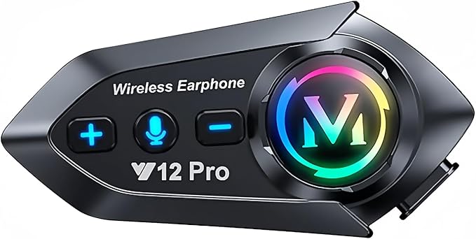 Motorcycle Helmet Headset Speakers Headphones with 2 Way Intercom 550 Yards,HiFi Sound,Noise Cancellation,Music Share,FM,Easy to Connect/Use,IP56 Waterproof,Voice Assistant