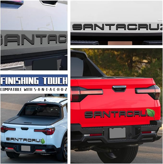 Tailgate Insert Letters Compatible for 2022 2023 2024 2025 Santa Cruz 4D Raised Tailgate Decal Letters (Double Layer Black Edge Gray Faced)