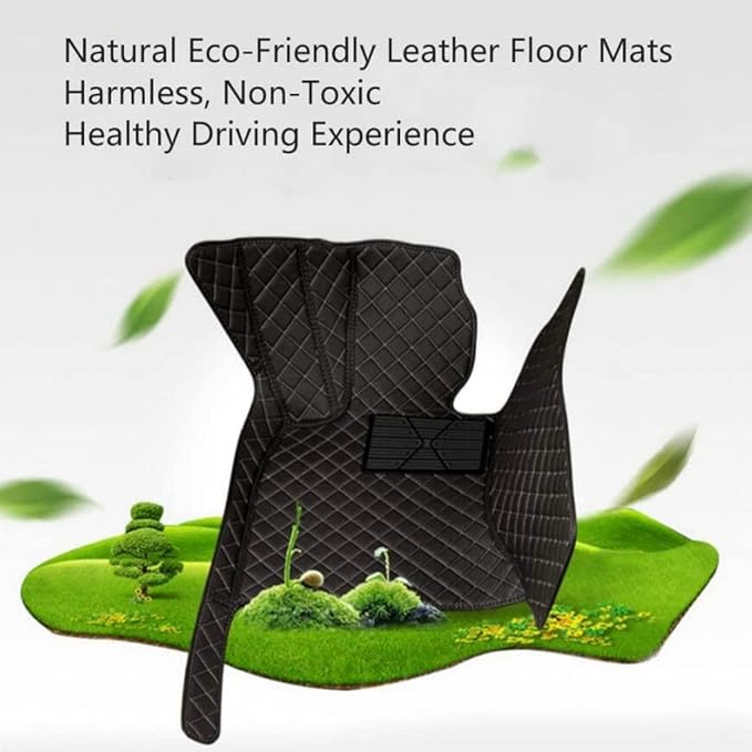 Custom All-Weather Protection Leather Car Floor Mats for Cars Sedan SUV Sports Car Waterproof Floor Mat (Black+Pink)