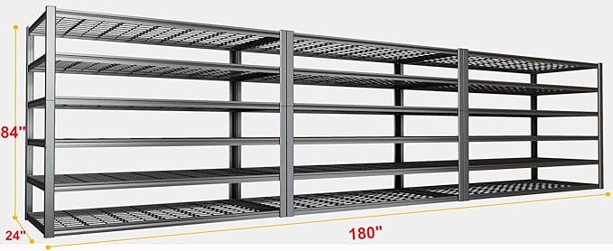 50" W Garage Shelving Heavy Duty, 6 Tier Garage Shelves, 50" W x 84" H x 24" D Adjustable Storage Shelving Unit, Commercial Metal Shelves for Warehouse, Basement, Shop,3 Pack
