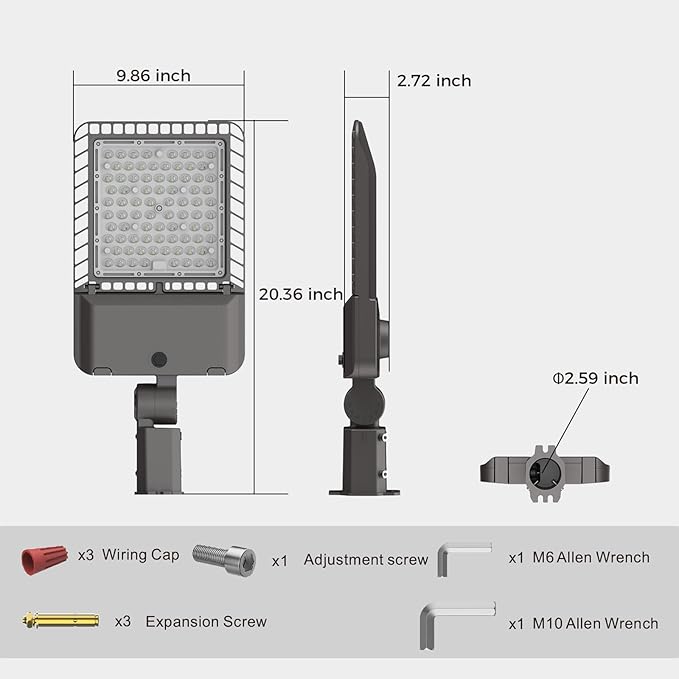 LED Parking lot Lights 180W Dusk to Dawn Photocell Street Lights 6000k Commercial Area Oudoor Lighting IP65 Waterproof for Driverway Yard Garage Warehouse 3 Pack with Wrench