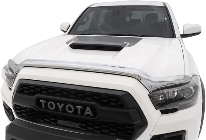 Auto Ventshade [AVS] Chrome Hood Shield / Protector | Fits 2016 - 2023 Toyota Tacoma | Medium Profile Bug Deflector - 1 pc., Chrome | 680681