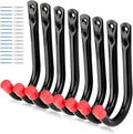 Garage Storage J Utility Hook, 8 Pack Heavy Duty Wall Mounted Hanging Hooks Organize Garden Tools, Gym Bags, Stroller, Toy,Power Tool, Black and Red