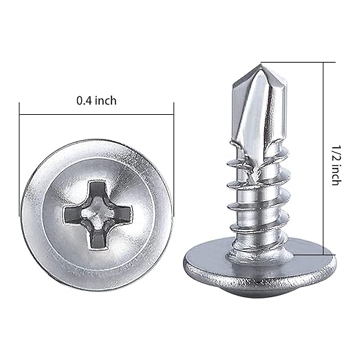 (350 pcs) Wensilon #10×1/2”for Sheet Metal Self-Tapping Screws 410 Stainless Steel Truss Head High-Strength Quick Tapping Screws