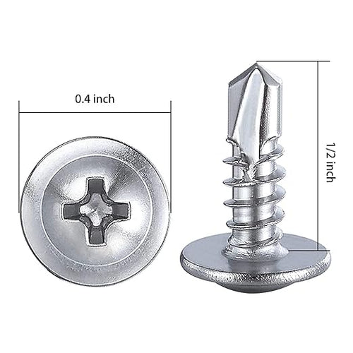 (350 pcs) Wensilon #10×1/2”for Sheet Metal Self-Tapping Screws 410 Stainless Steel Truss Head High-Strength Quick Tapping Screws