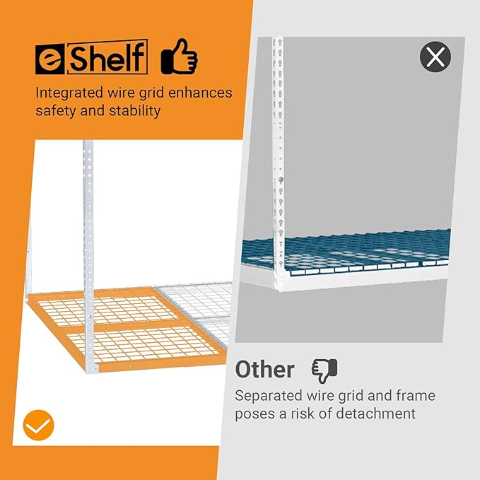 3ftx8ft Overhead Garage Storage Rack, Heavy-Duty Metal Garage Ceiling Storage Rack, 22''-40" Adjustable Ceiling Drop-Down, 600 lb. Loading Weight Capacity, White
