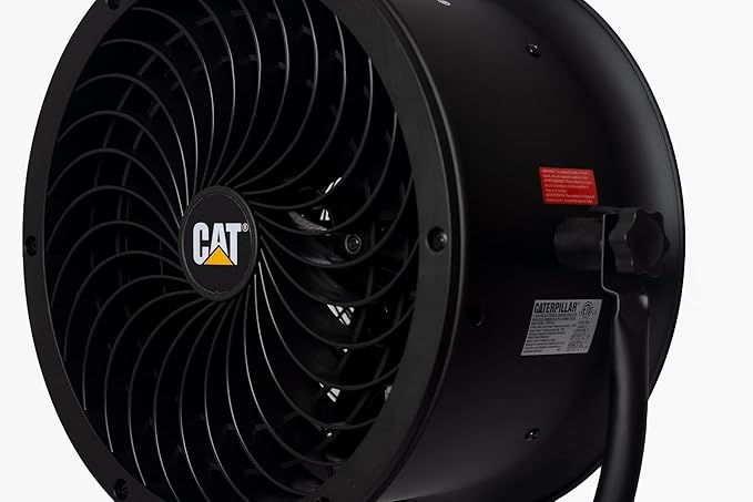 CATERPILLAR 14 inch Heavy Duty Industrial High Velocity Drum Air Circulator Utility Shop Floor Fan, 360 degree Pivoting Metal Drum Head, 2300 CFM, Dual Ball Bearing 4-speed Motor, BLACK
