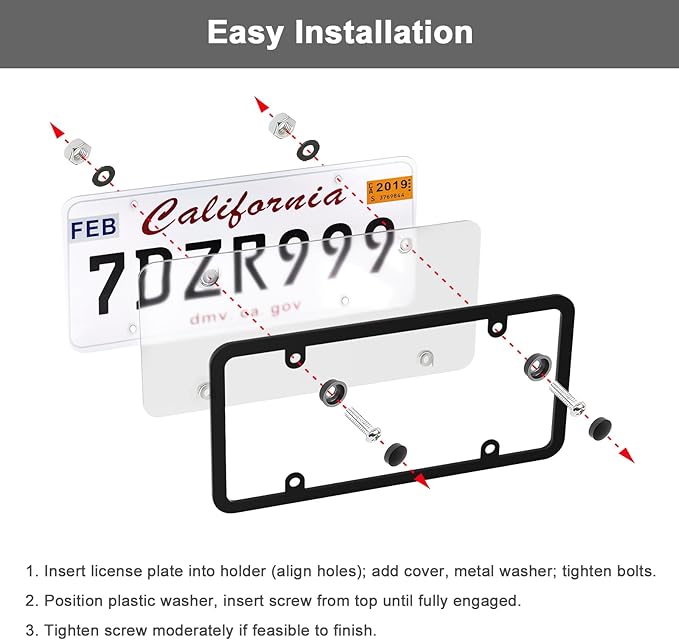 Transparent License Plate Cover and Frames, 2Pack Grey Clear Front and Rear License Plate Holder with Screws & Caps, Unbreakable Car Licence Plate Frame, Universal Fit for Most US Plates