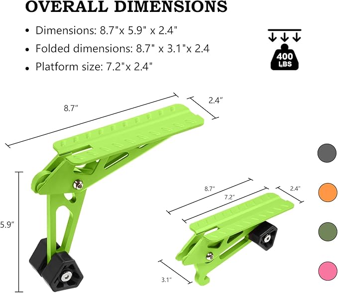 COWVIE Foldable Car Door Step Stand Pedal - Access to Vehicle's Top Roof Both Feet Stand Pedal Ladder for Most SUV Truck Green