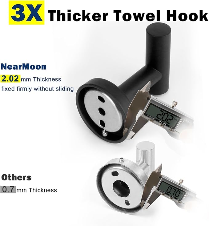 NearMoon Bath Towel Hooks- SUS 304 Stainless Steel Robe Hook Holder, Heavy Duty Coat Hook for Bathroom Livingroom Hotel Kitchen Garage, Wall Mounted (Matte Black, 8 Pack)