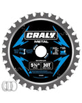 CRALY 5-3/8 Inch 30 Teeth Steel and Ferrous Metal Cutting Circular Saw Blade, 20 mm Arbor, Thin Kerf, Professional Carbide Tipped Blade for Angle Iron, Threaded Rod, EMT Conduit(C0530MC)
