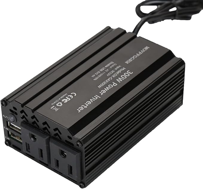 300W Power Inverter DC 12V to 110V AC Car Inverter with 2X 2.4A Dual USB car Plug in Adapter Charger Outlet Black Power inverters for Vehicles