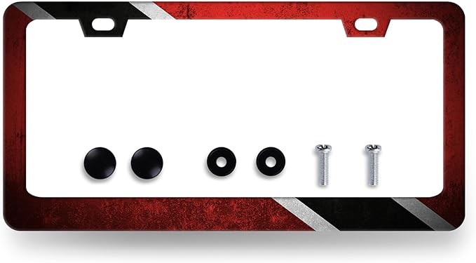 Trinidad and Tobago Flag License Plate Frame Flag License Plate Holder Stainless Steel Funny Colorful Car Accessories Decoration 6.3" X 12.3" with 2 Holes Screws