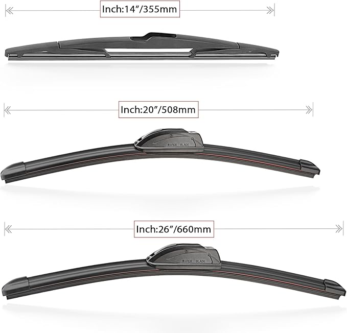 Windshield Wiper Blades Replacement for 2007-2014 Ford Edge Original Factory Quality Front Rear Wipers Blade Set for My Car - 26" 20" 14" (Pack of 3)