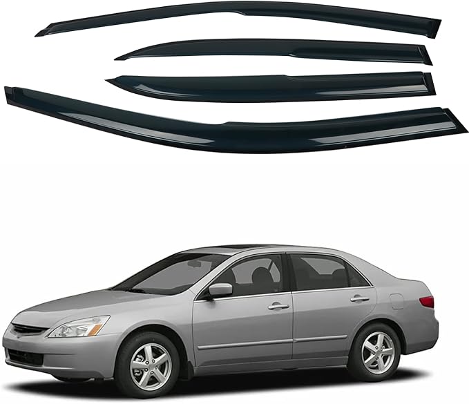 4PCS Rain Guards Window Visors Fit for 2003-2007 Honda Accord 4-Door Sedan, 94943, Outside Mount Wind Deflector Vent Shade Shield, Exterior Car Accessories, 2003 2004 2005 2006 2007