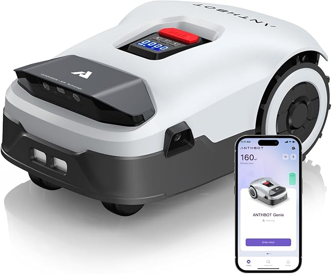 Genie600 Robot Lawn Mower - NO Wire, Full Band RTK+4-Eye Vision Robotic Lawnmower for 0.23 Acre, Auto Mapping, Multi-Zone Management, Accurate Obstacle Avoidance, Intelligent Path Planning
