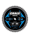 CRALY 10 Inch 50 Teeth Steel and Ferrous Metal Cutting Circular Saw Blade, 5/8 Inch Arbor, Thin Kerf, Professional Carbide Tipped Blade for Angle Iron, Threaded Rod, EMT Conduit(C1050MC)