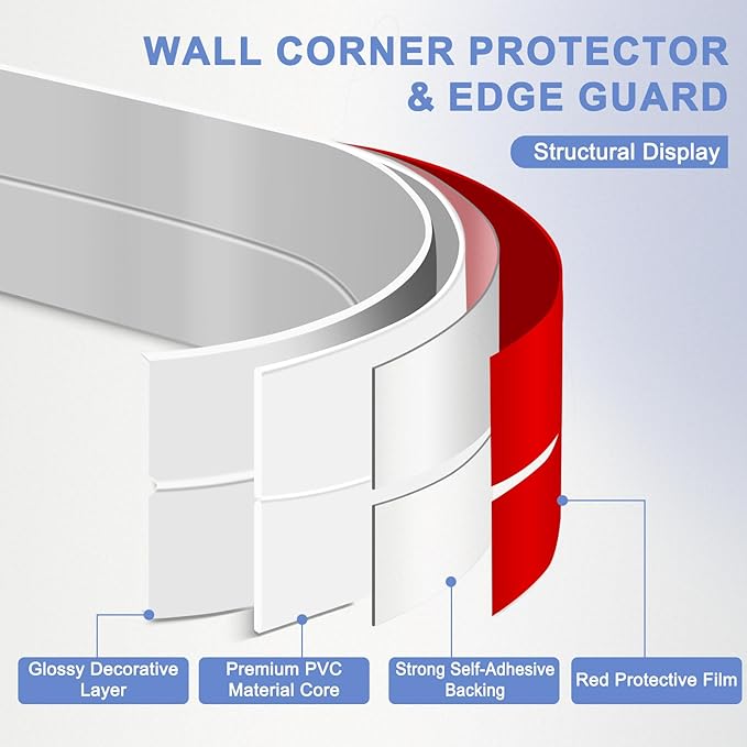 Wall Corner Protector Moulding Trim Peel and Stick Wall Corner Guards Trim Flexible Self Adhesive Edge Protector Moulding, 0.8 in x 10 Ft, Silver