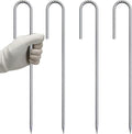VVOKGO Rebar-Stakes-12-Inch J Hook Galvanized Tent Stakes Heavy Duty, 4-Pack Ground Chain Link Fence Anchors with Chisel Point End for Gazebo Bounce House, Camping Tents, Outdoor Inflatable Decoration