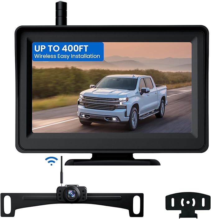 Wireless Backup Camera, 5'' HD 1080P Backup Camera for Car, Reverse Rear Camera with Night Version 130° Wide Angle, Waterproof, Strong Signal for Car, Van, Truck, Trailer