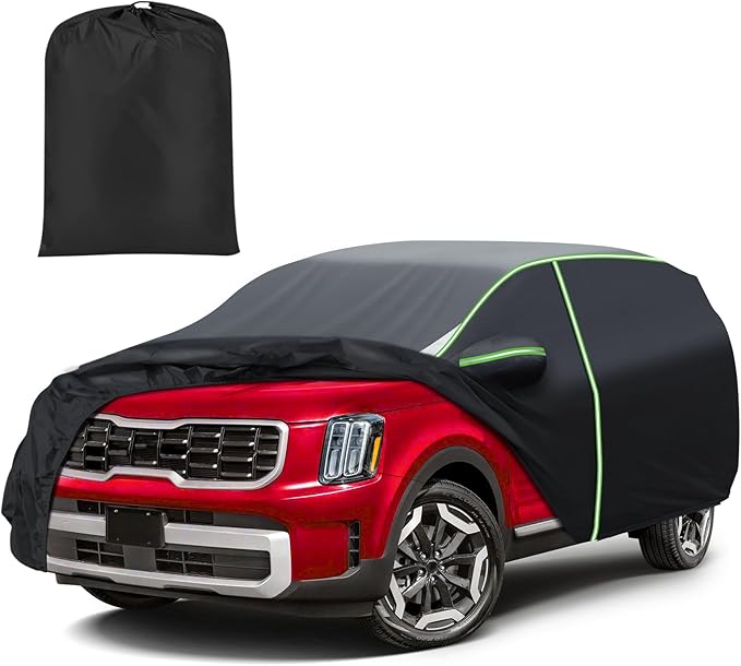 Mixsuper Liner Car Cover for Kia Telluride 2020-2026, 7 Layers Waterproof Car Cover Accessories for Telluride with Zipper Door, Windproof Straps, Reflective Strips, Anti-UV, All Weather