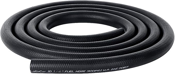 LokoCar Rubber Fuel Hose Line Push Lock 1/4" ID SAE 30R7 NBR 5ft 300PSI Black