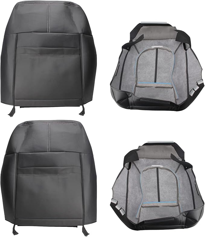 AUTOKAY Car Seat Covers for Ford Ford F250 F350 F450 F550 11-16, 4 Pcs Waterproof Faux Leatherette Cushion Cover Front Bottom & Top Back Synthetic Leather Seat Cover Black