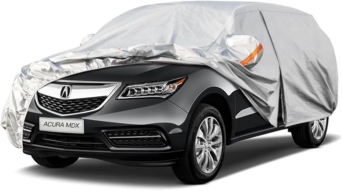 Kayme 6 Layers SUV Car Cover Custom Fit for Acura MDX (2001-2025) Waterproof All Weather for Automobiles, Outdoor Full Cover Rain Sun UV Protection.Silver