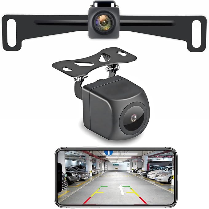 Wireless License Plate Backup Camera for Car/SUV - No Drilling WiFi HD 160° View, Waterproof Reverse/Rear View Camera with Real-Time Signal, Compatible iPhone/Android/iPad (Parking/Hitch Aid)
