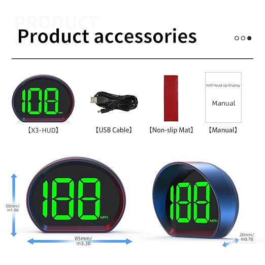 Car Mounted GPS Speedometer, Green Head up Display, Large Font and Automatically Adjustable Brightness, Universal USB Plug and Play Head up Display Suitable for All Vehicles